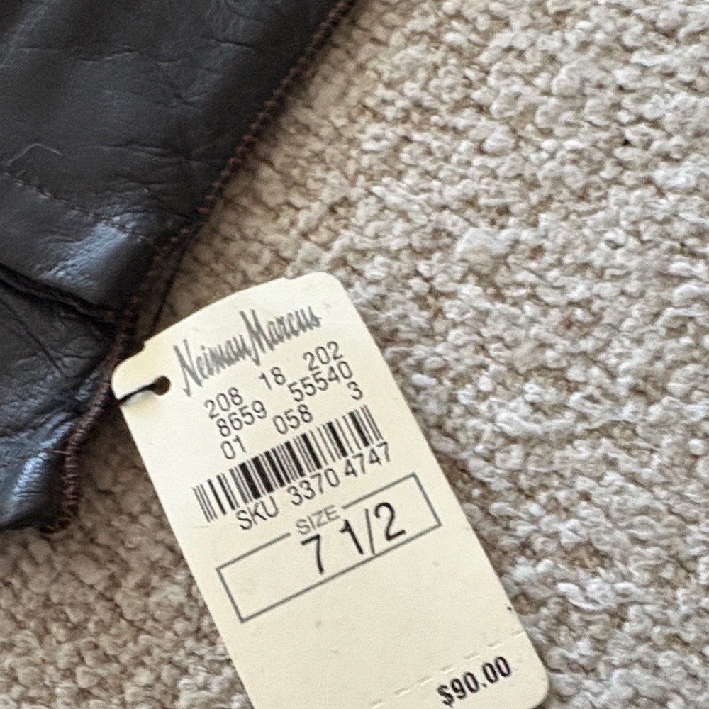 Neiman Marcus Dark Brown Leather Gloves - Picture 3 of 3
